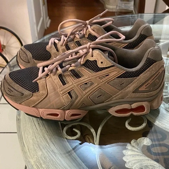 Asics Pink and Black Mesh Sneakers - Picture 2 of 5